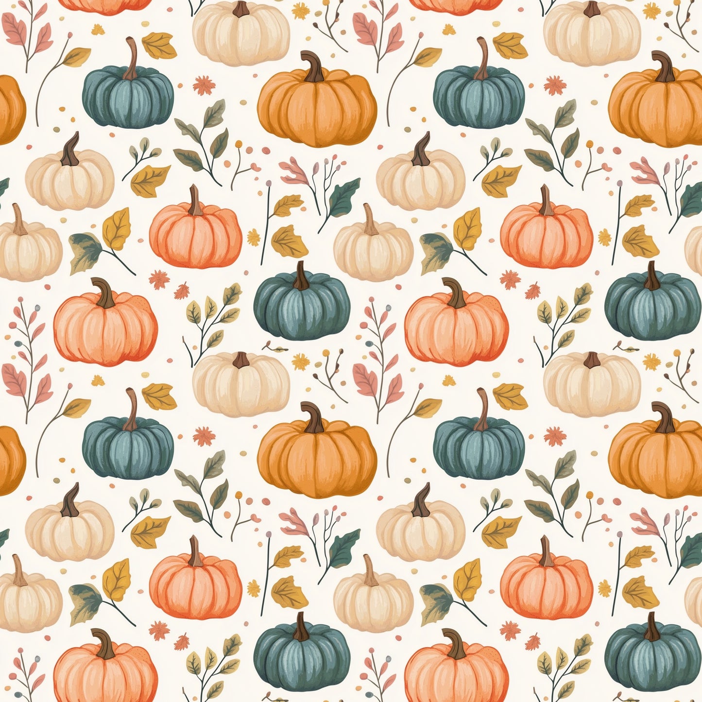 Autumn Pumpkins Digital Seamless Pattern
