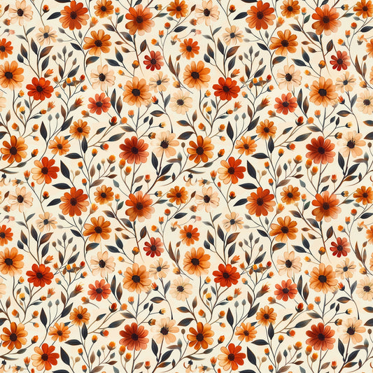 Autumn Rust Floral Digital Seamless Pattern