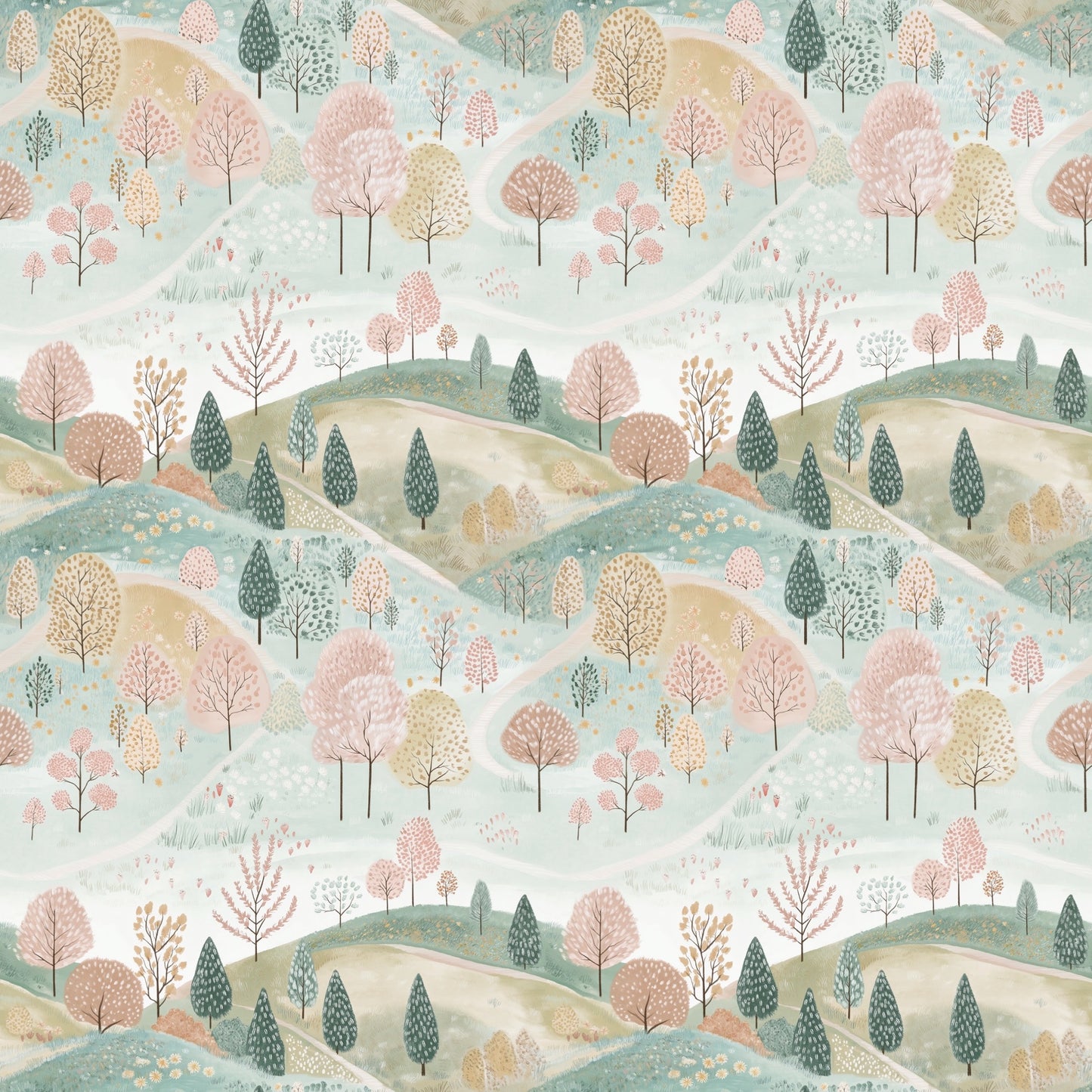 Autumn Scenery Digital Seamless Pattern