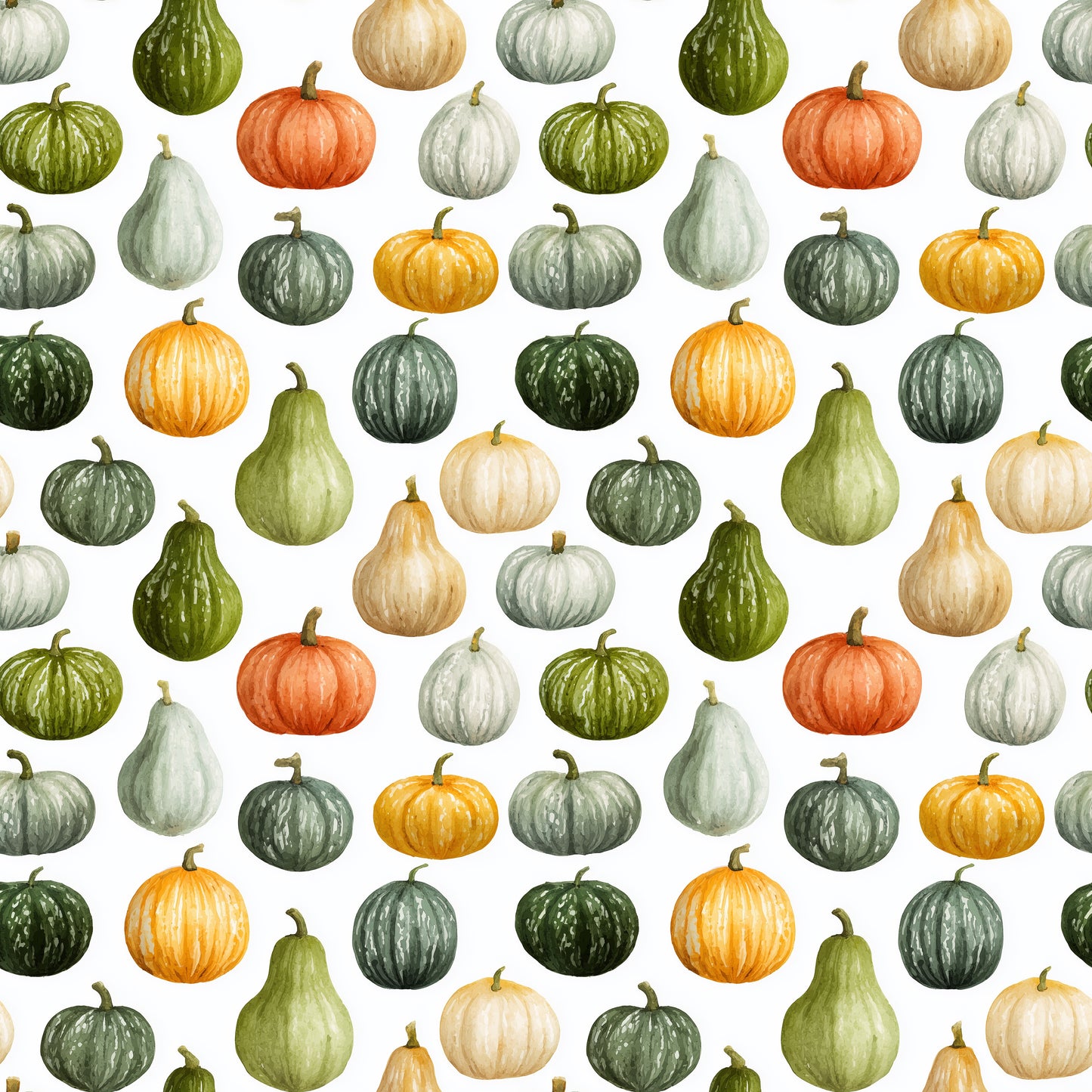 Autumn Squashes Digital Seamless Pattern
