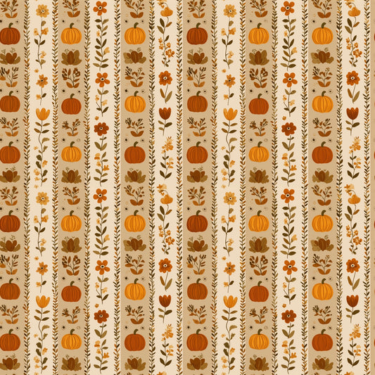 Pumpkin Autumn Stripe Digital Seamless Pattern