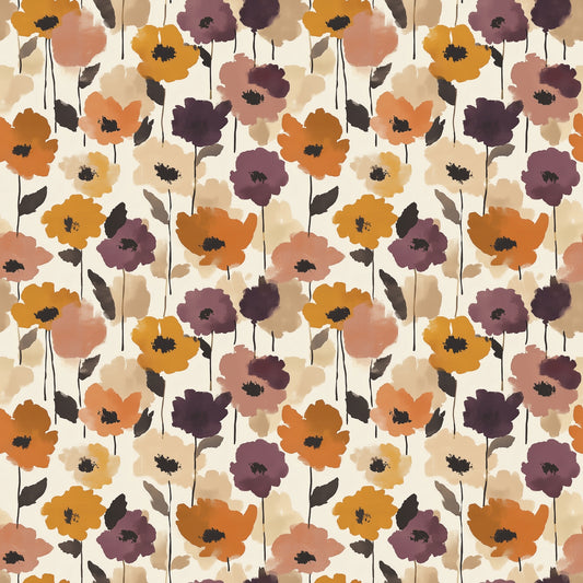 Autumn Flowers Digital Seamless Pattern