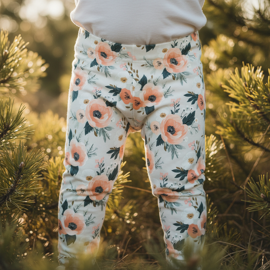 Sage Peach Floral Digital Seamless Pattern