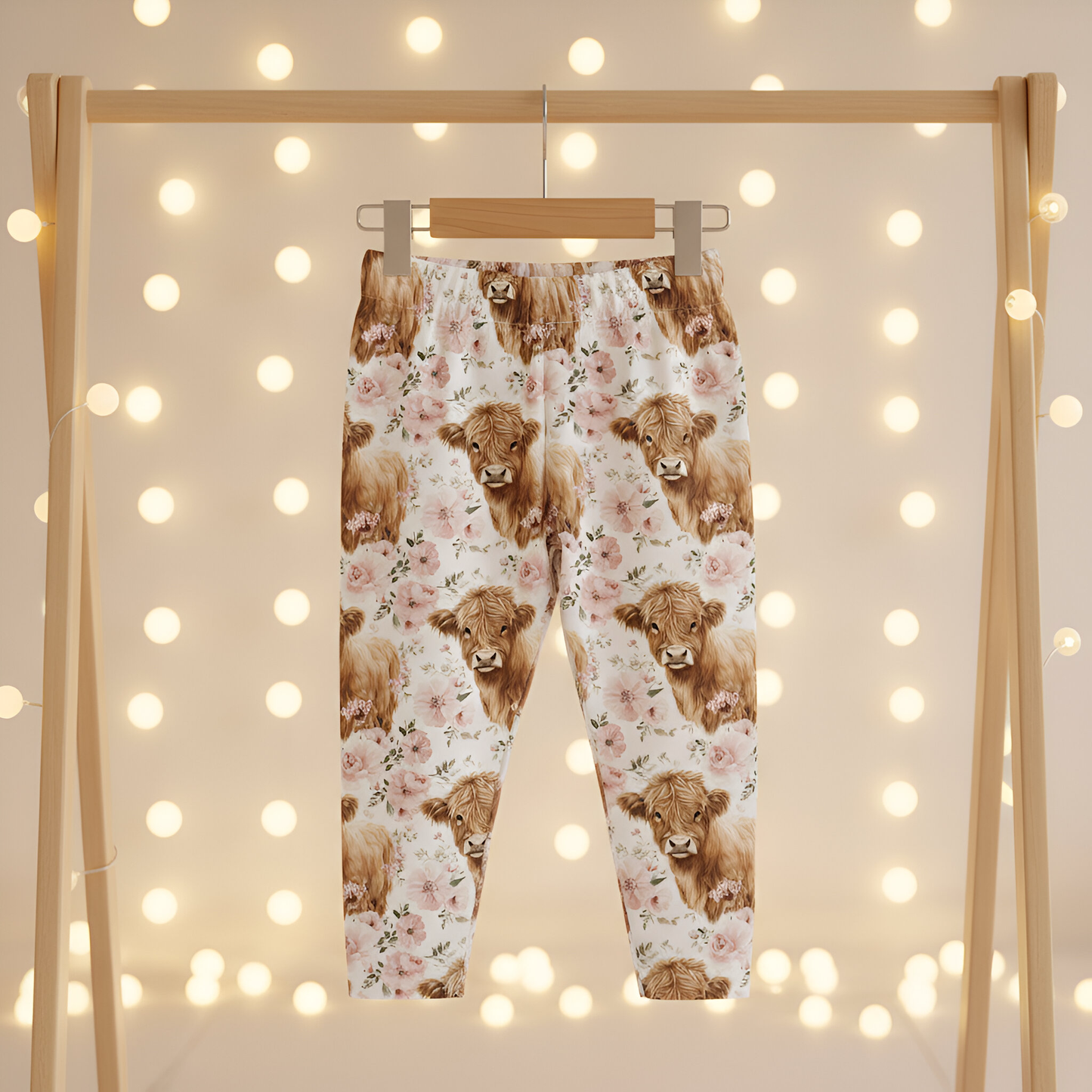 Floral Highland Cow Digital Seamless Pattern