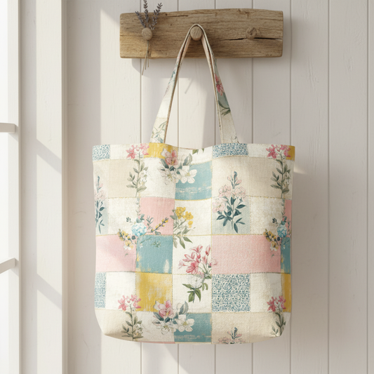 Pastel Floral Patchwork Digital Seamless Pattern