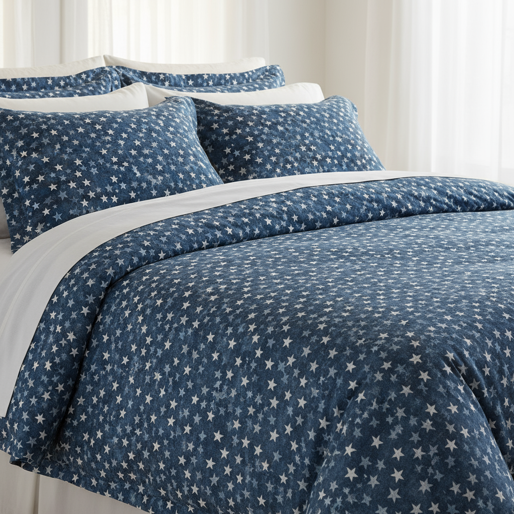 Denim Stars Digital Seamless Pattern