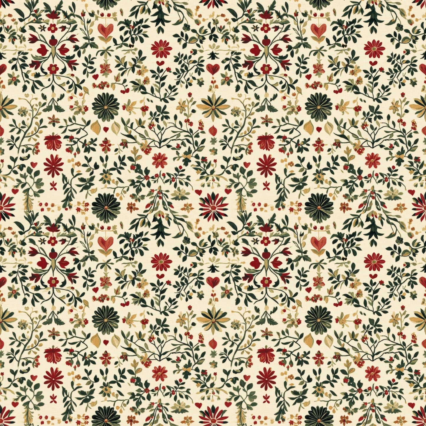 Folk Floral Digital Seamless Pattern
