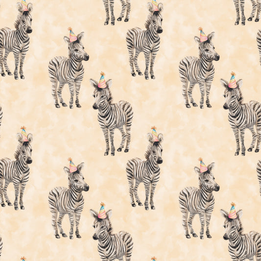 Baby Birthday Zebras Digital Seamless Pattern