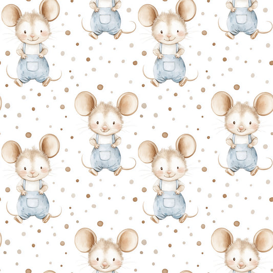 Baby Mice Digital Seamless Pattern