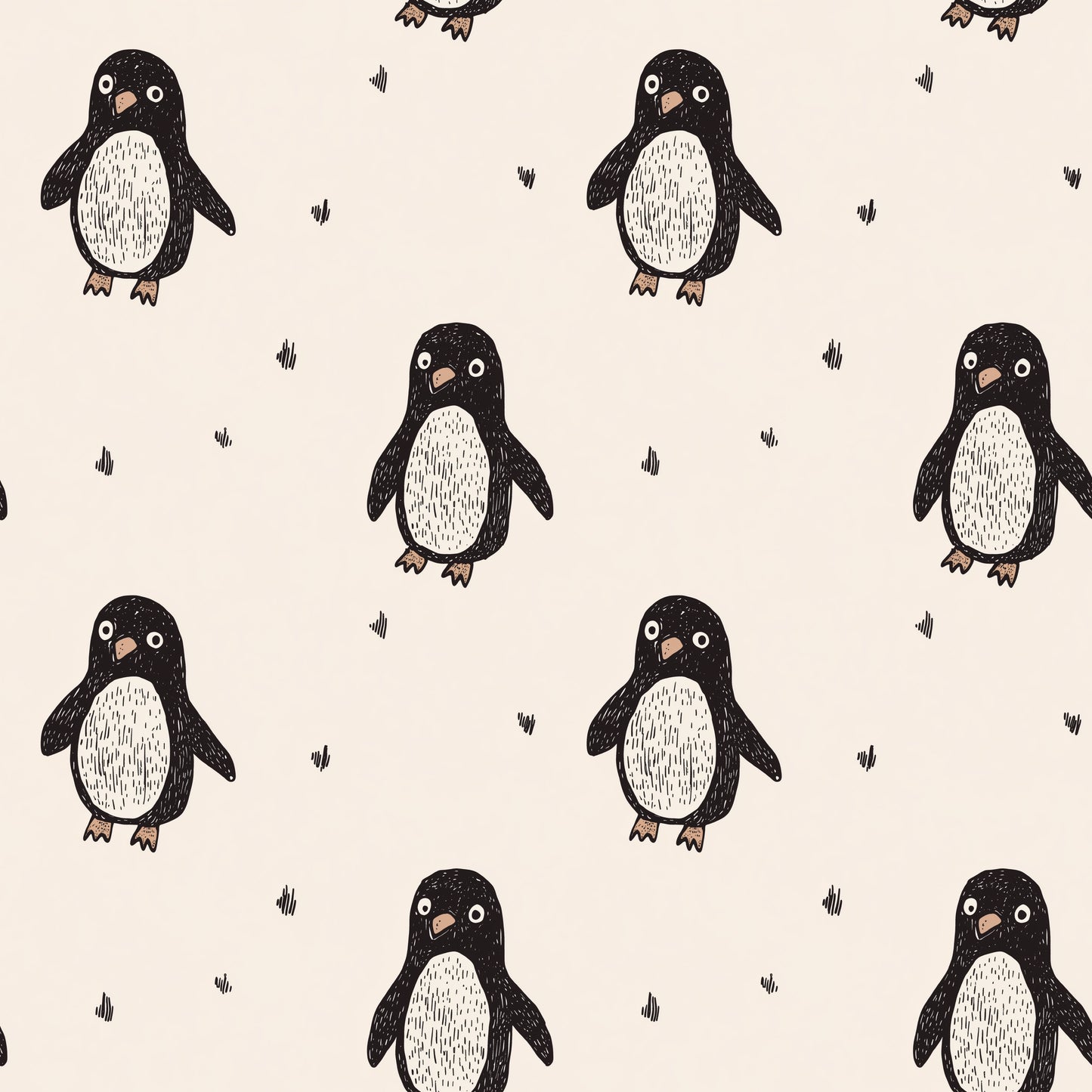 Baby Penguins Digital Seamless Pattern