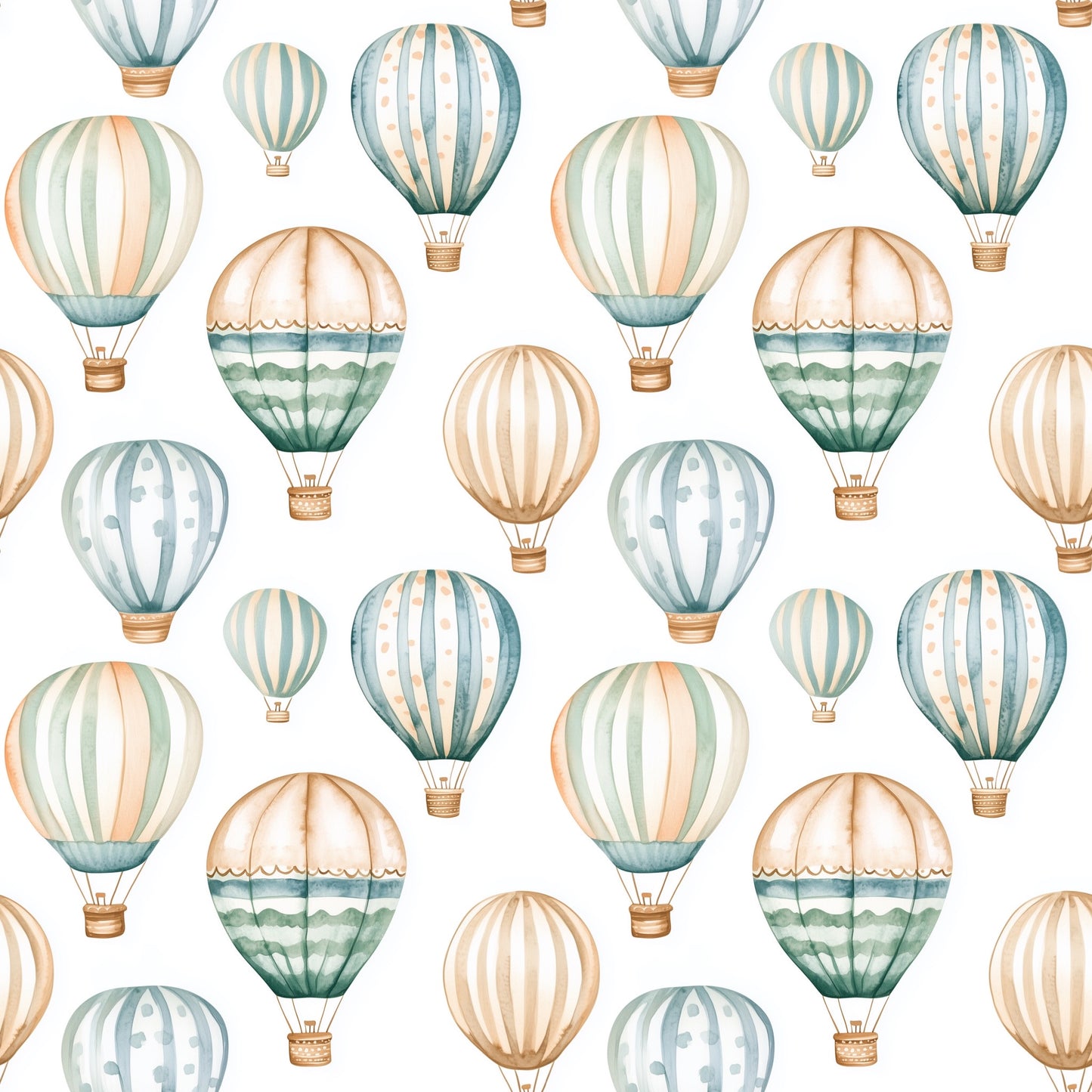 Hot Air Balloon Journey Digital Seamless Pattern