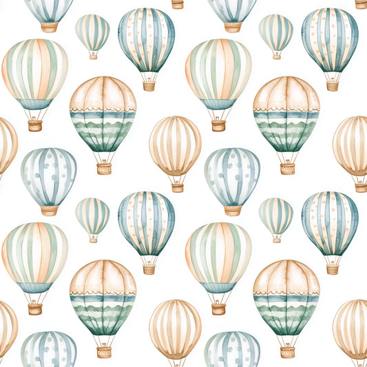 Hot Air Balloon Journey Digital Seamless Pattern