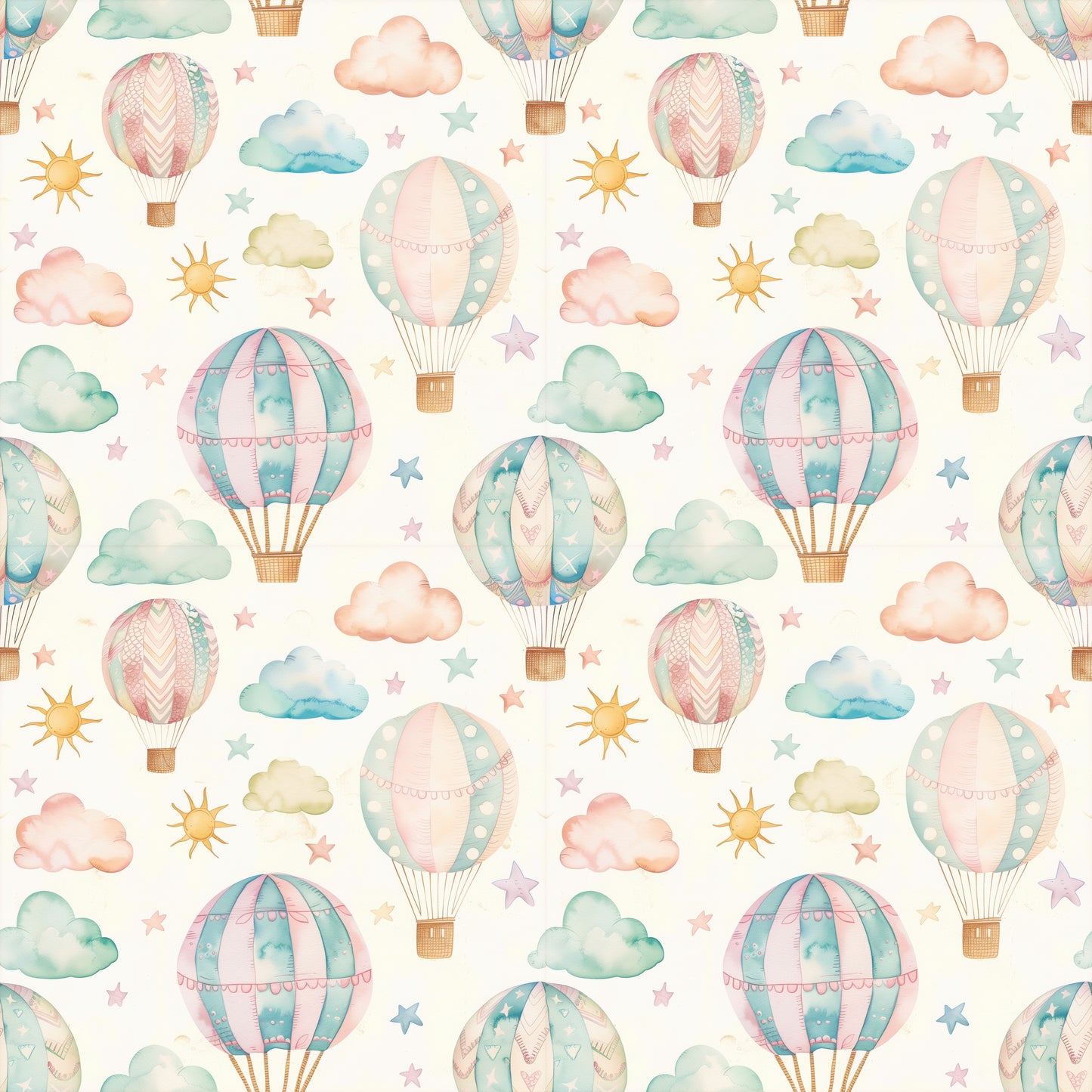 Balloon Skies Digital Seamless Pattern