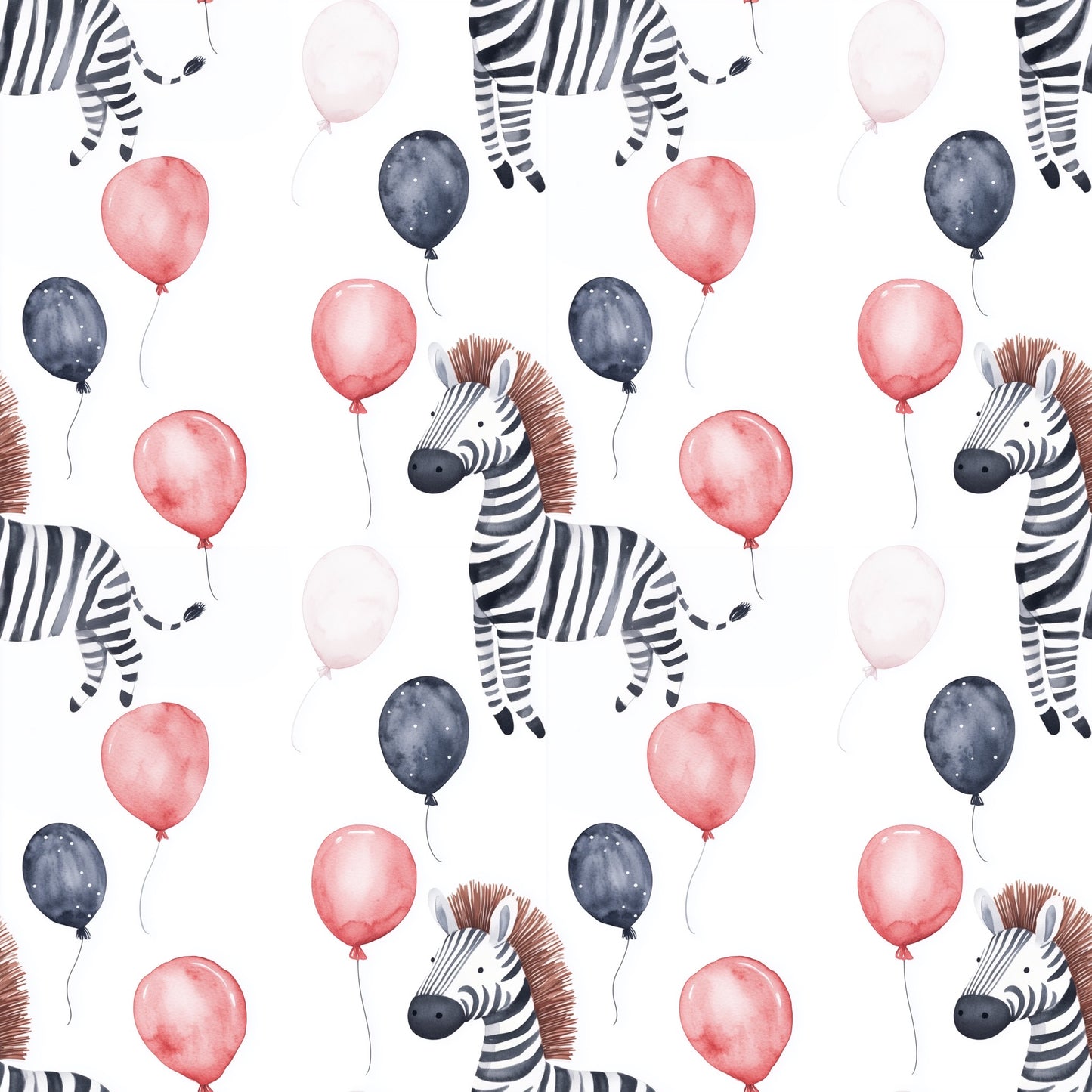 Balloon Zebras Digital Seamless Pattern