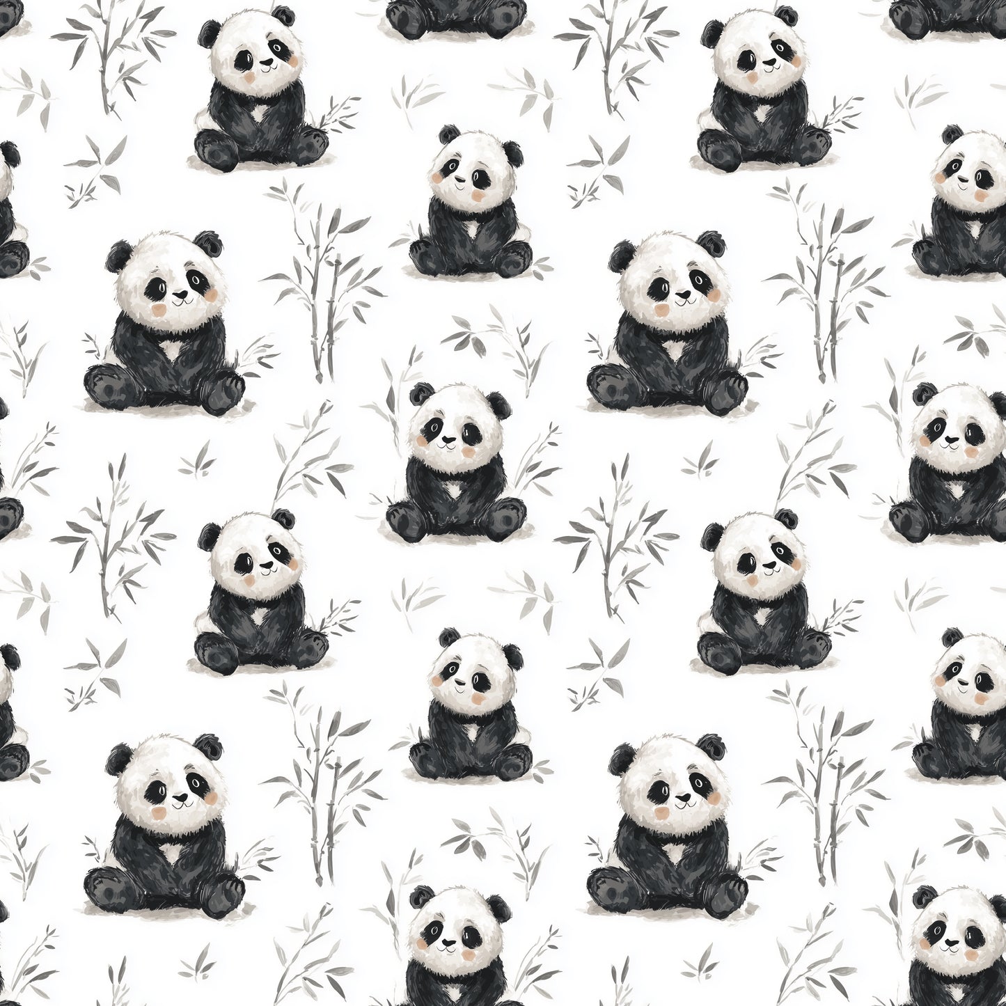 Bamboo Panda Digital Seamless Pattern