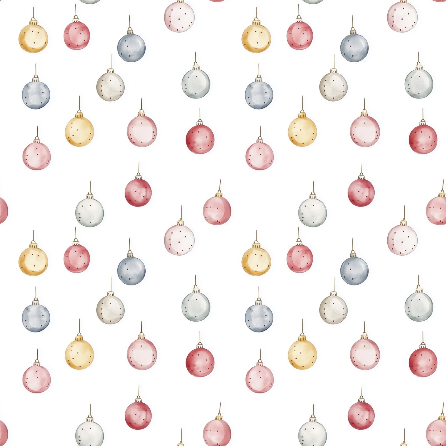Christmas Sketched Baubles Digital Seamless Pattern