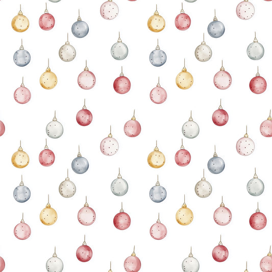 Christmas Sketched Baubles Digital Seamless Pattern