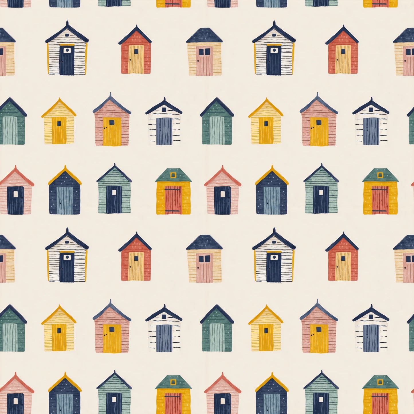 Beach Huts Digital Seamless Pattern