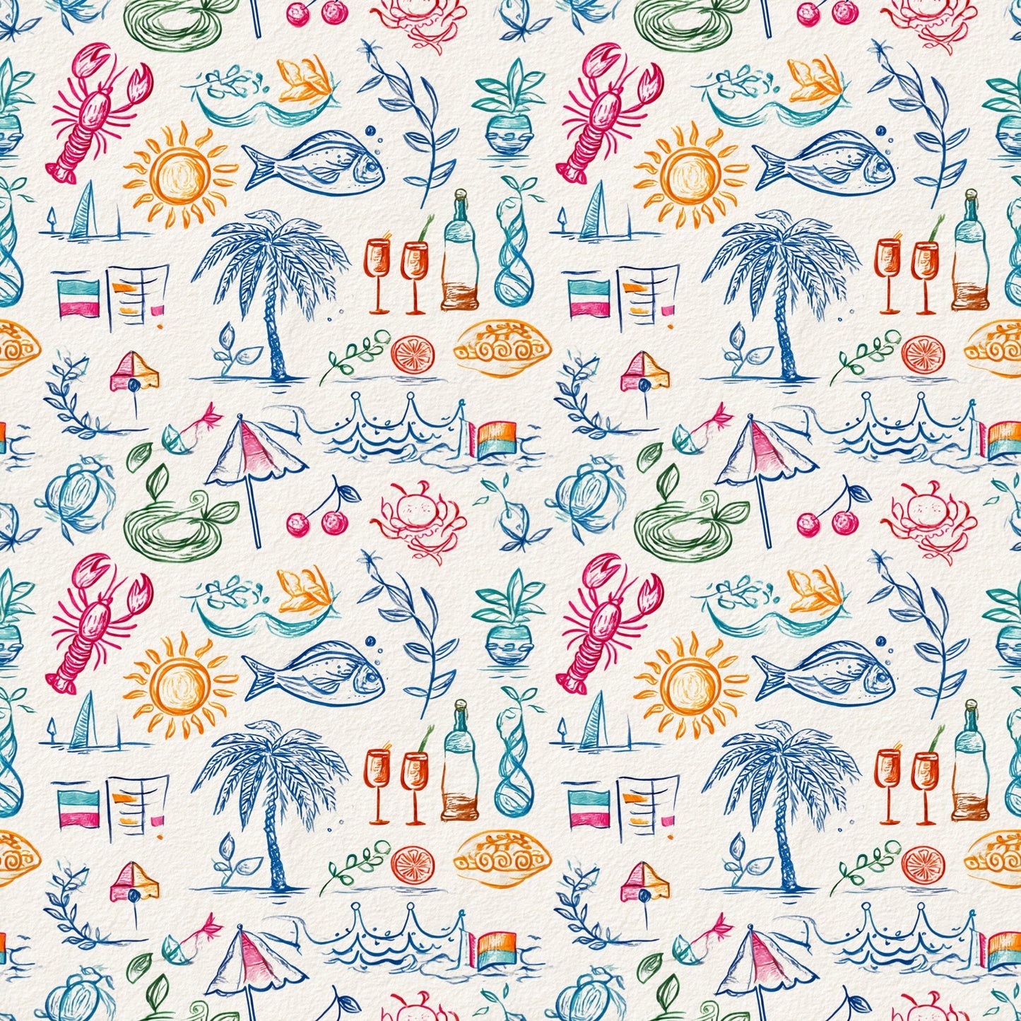 Beach Party Digital Seamless Pattern