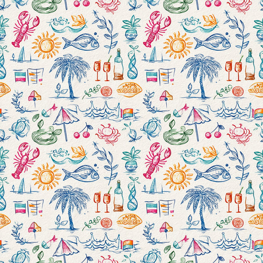 Beach Party Digital Seamless Pattern