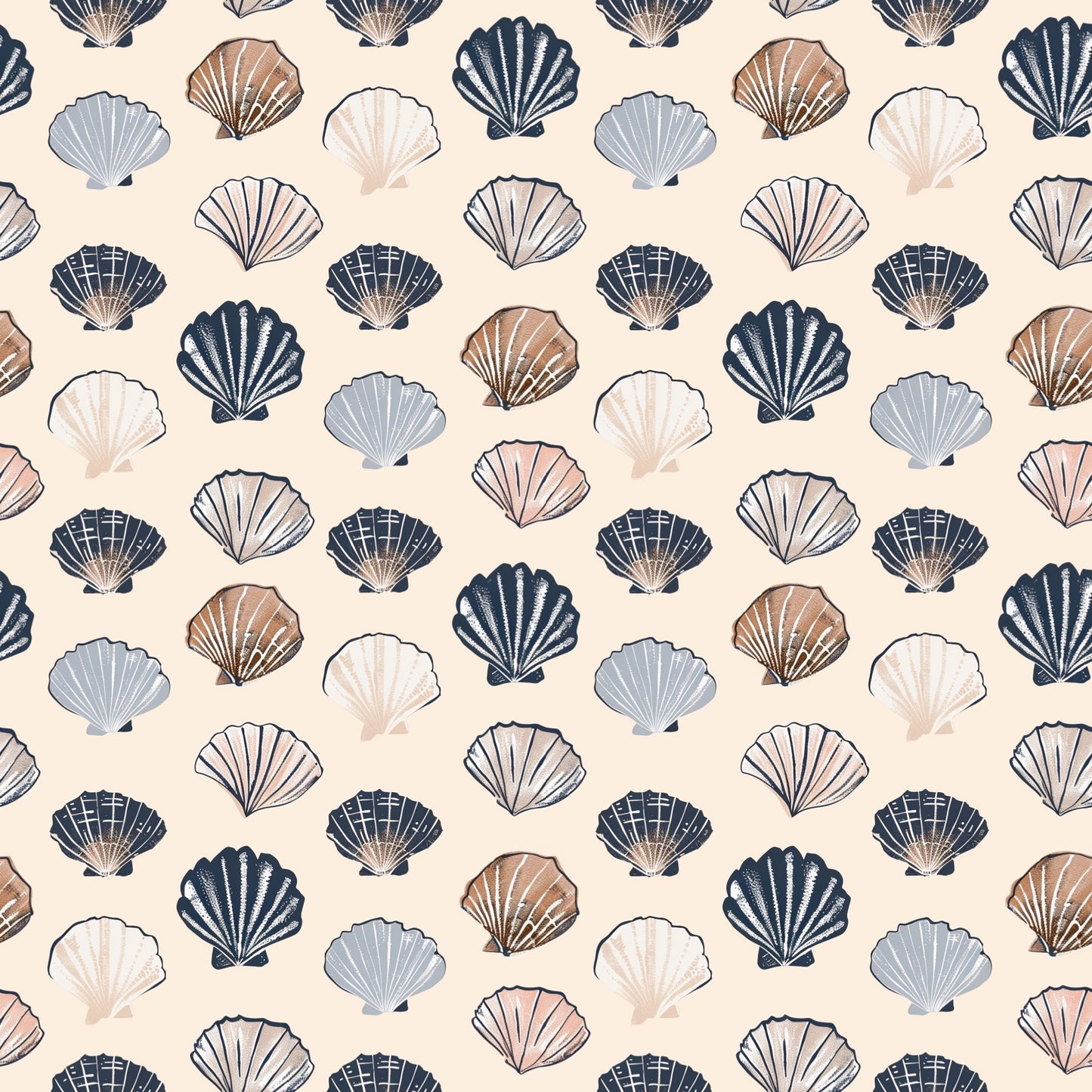 Beach Shells Digital Seamless Pattern