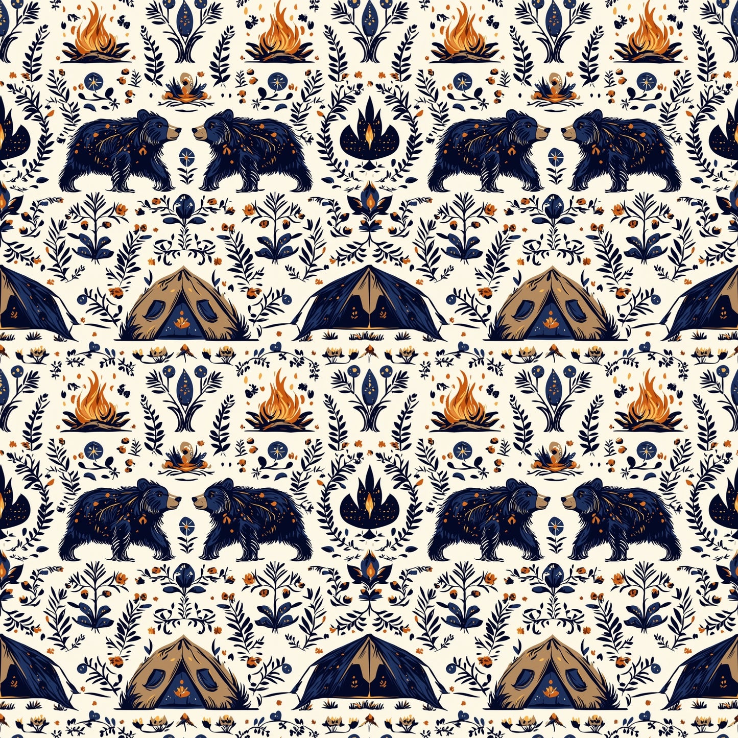 Bear Camp Digital Seamless Pattern