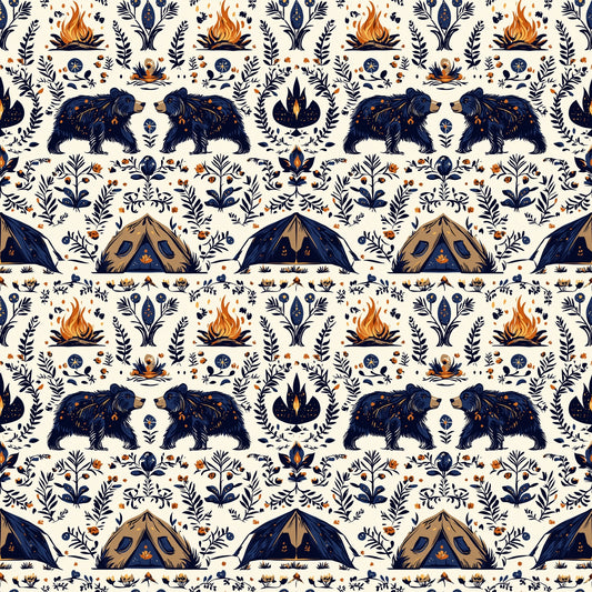 Bear Camp Digital Seamless Pattern