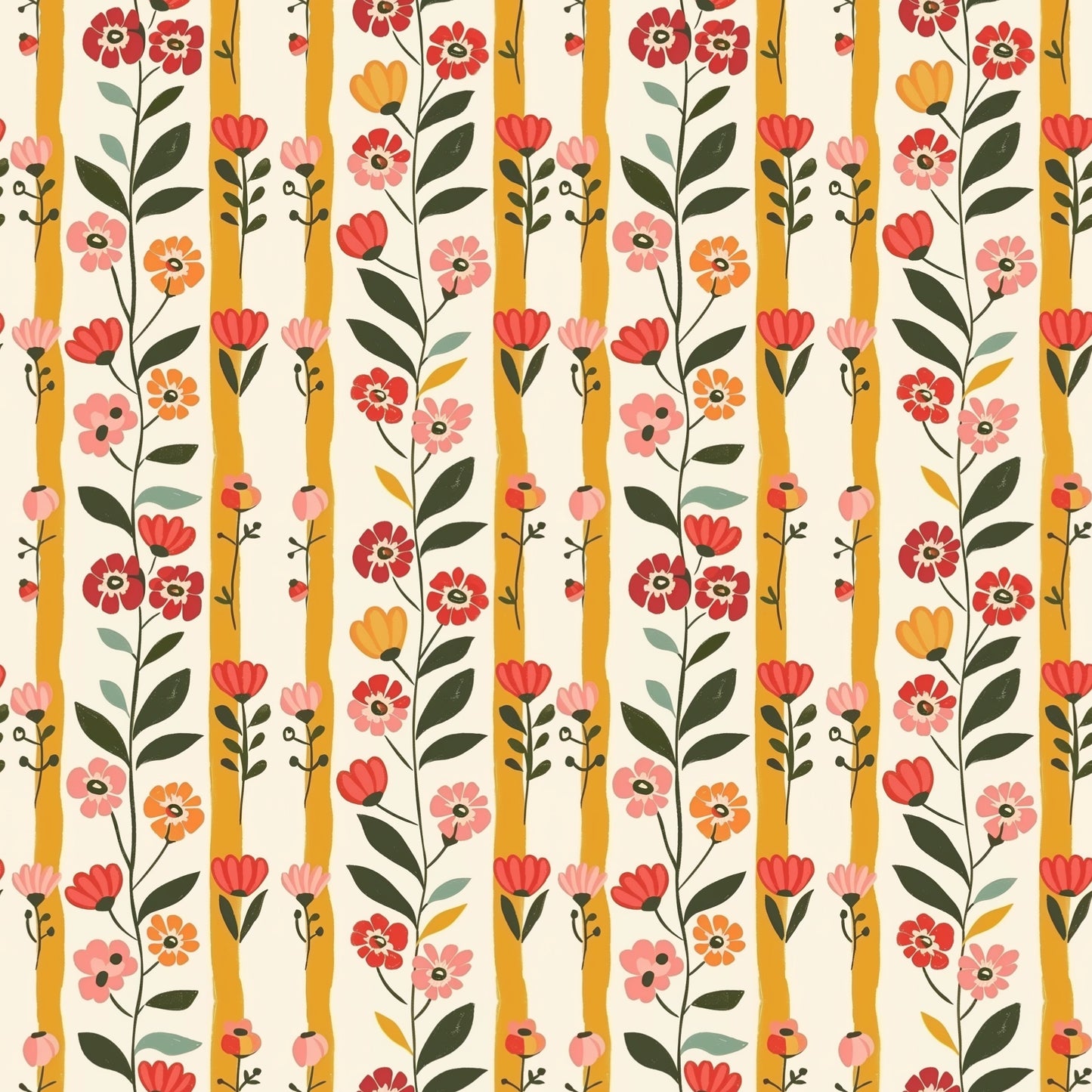 Beautiful Bloom Stripes Digital Seamless Pattern