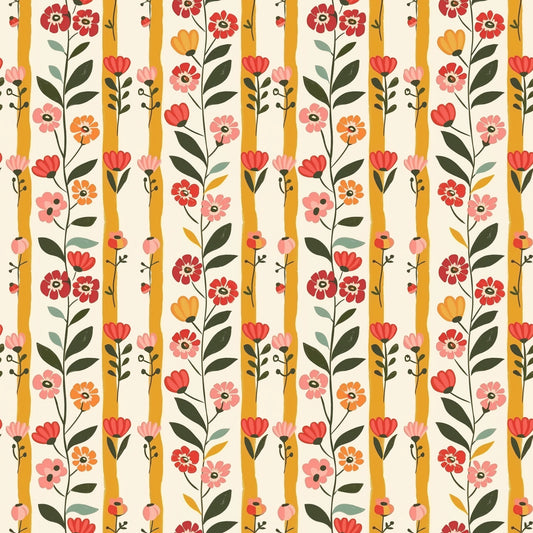 Beautiful Bloom Stripes Digital Seamless Pattern