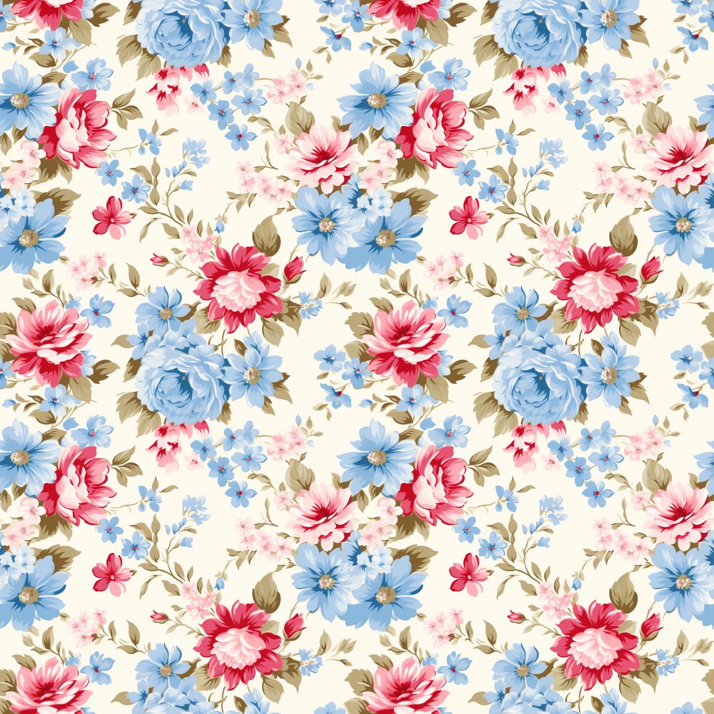 Floral Blooms Digital Seamless Pattern