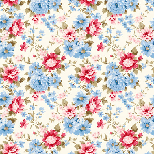 Floral Blooms Digital Seamless Pattern