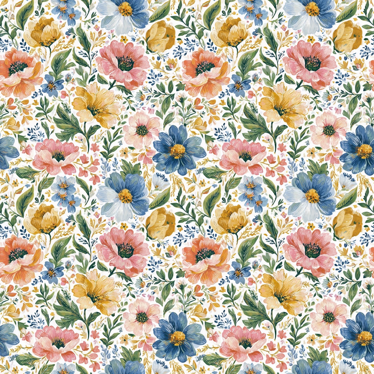 Beautiful Blooms Digital Seamless Pattern