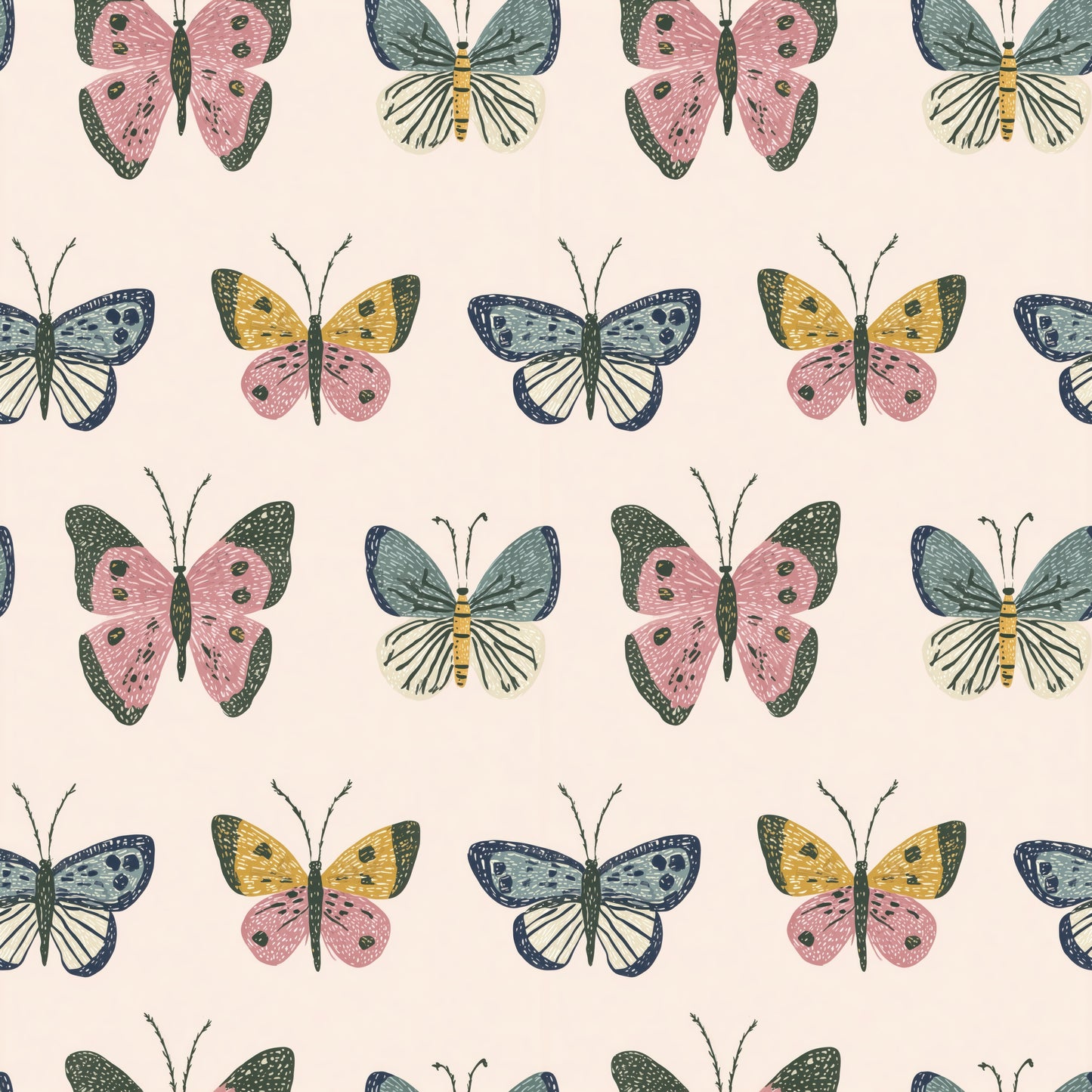 Beautiful Butterflies on Pink Digital Seamless Pattern