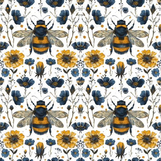 Beautiful Rustic Bees Digital Seamless Pattern