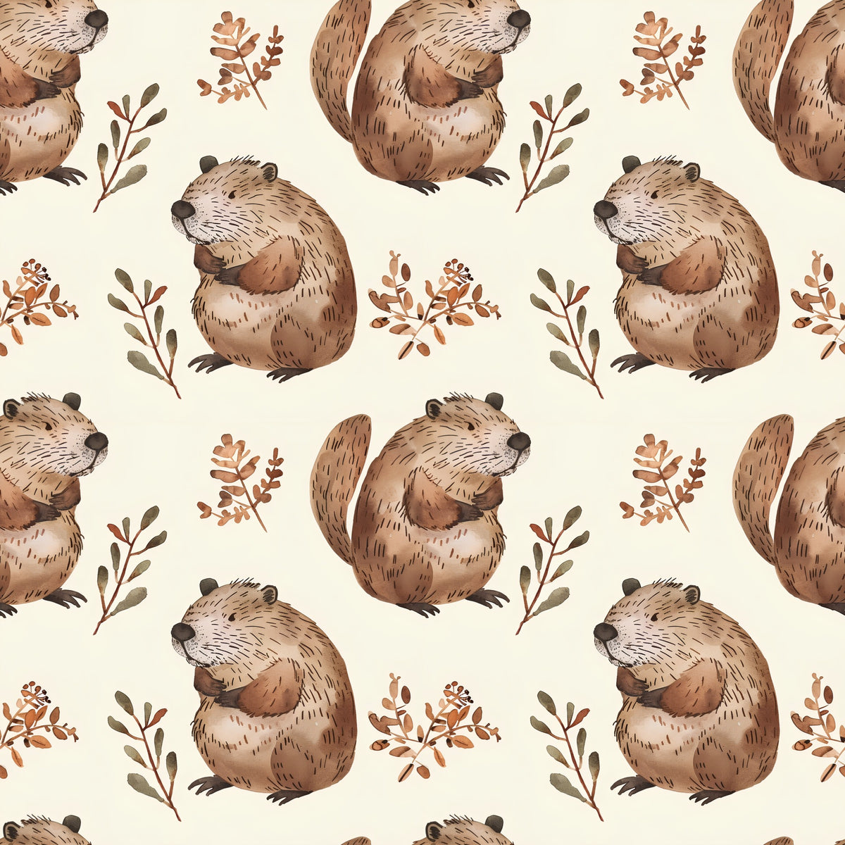 Small Beaver Design Beavers Digital Seamless Pattern – Dottie Duo Designs