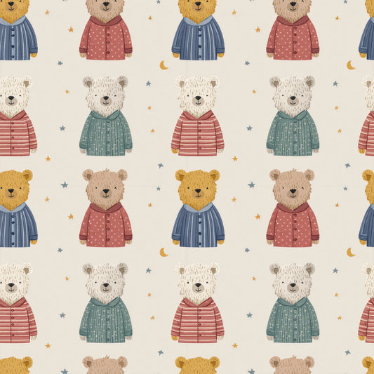 Bedtime Teddy Bears Digital Seamless Pattern