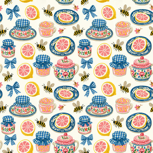 Bee Picnic Digital Seamless Pattern