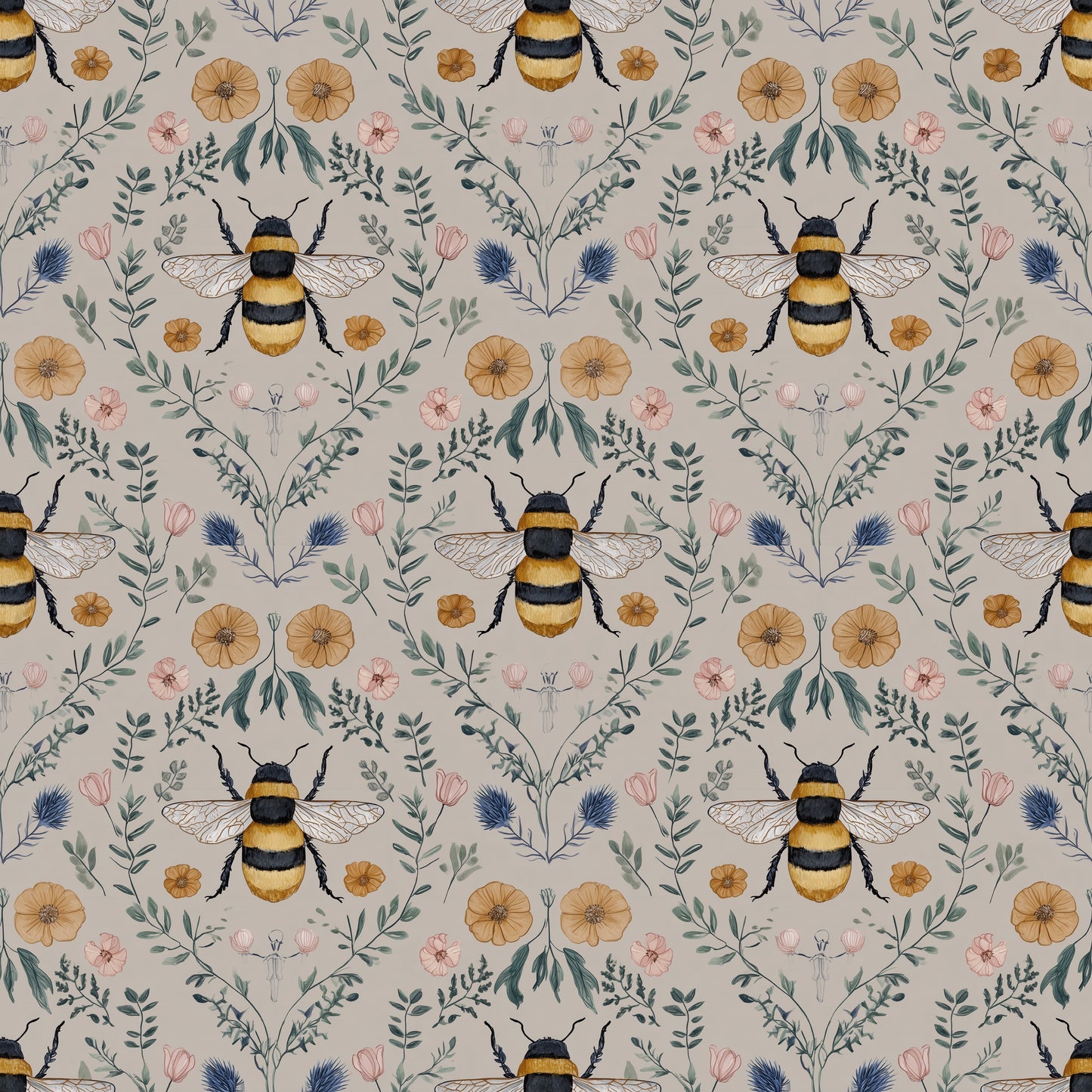 Bee Quilt Digital Seamless Pattern