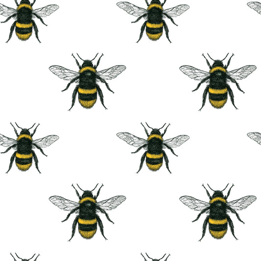 Bees on White Digital Seamless Pattern