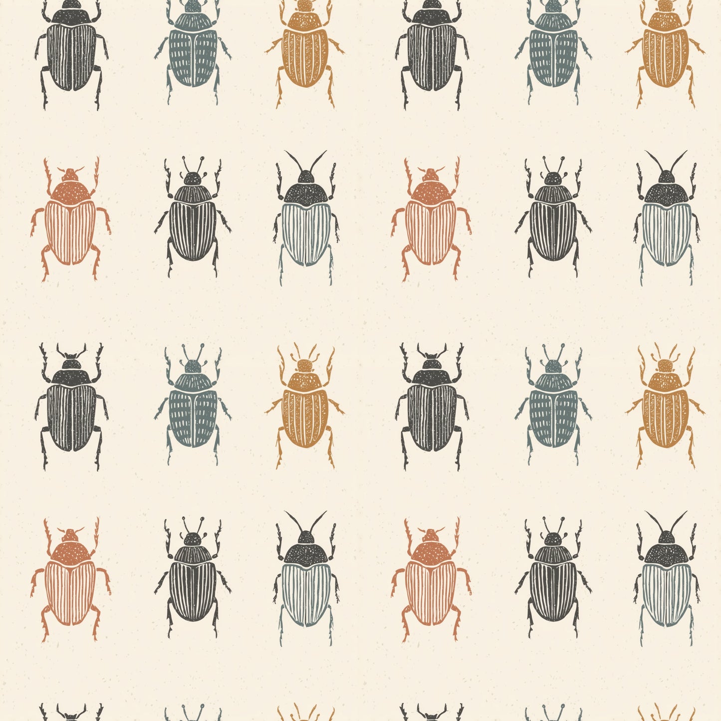 Beetles on Beige Digital Seamless Pattern