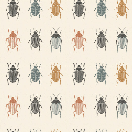 Beetles on Beige Digital Seamless Pattern