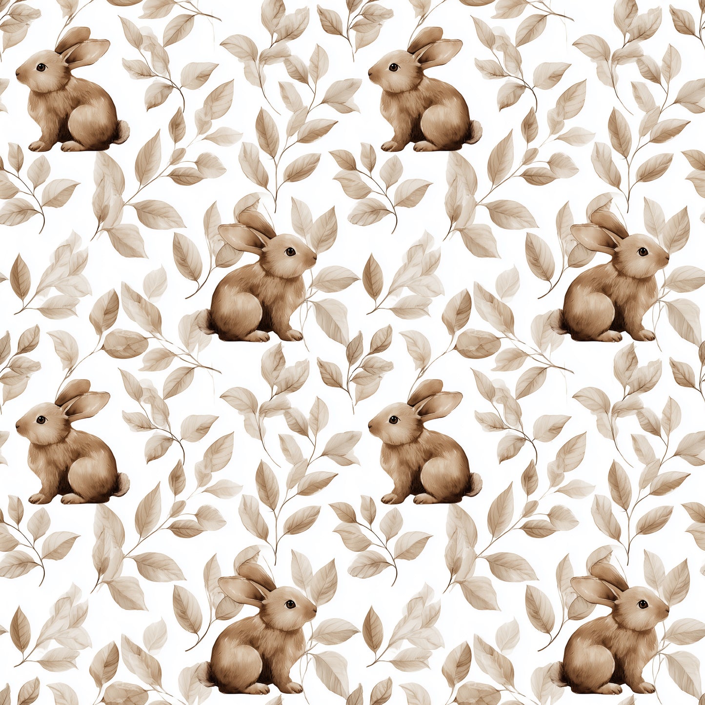 Beige Bunnies Digital Seamless Pattern