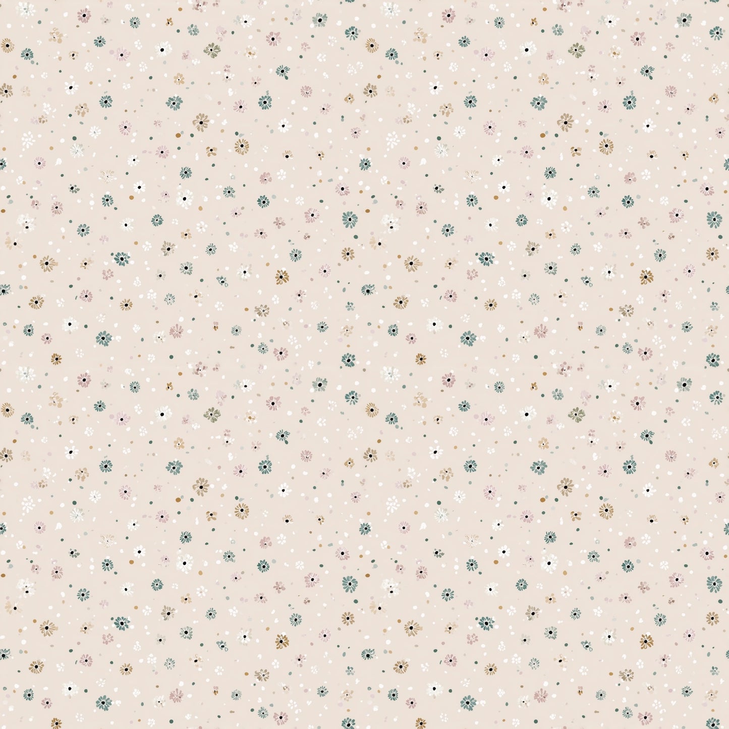Beige Dotty Floral Digital Seamless Pattern