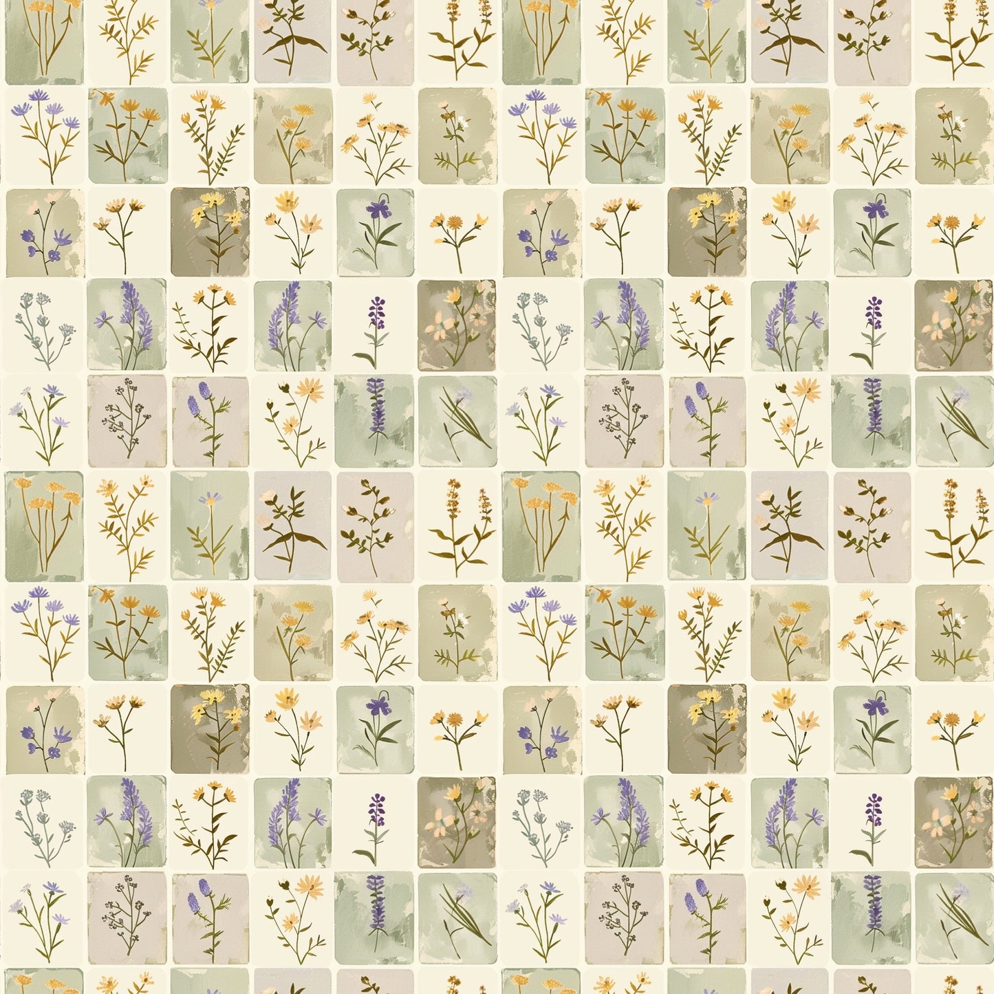 Beige Floral Patchwork Digital Seamless Pattern
