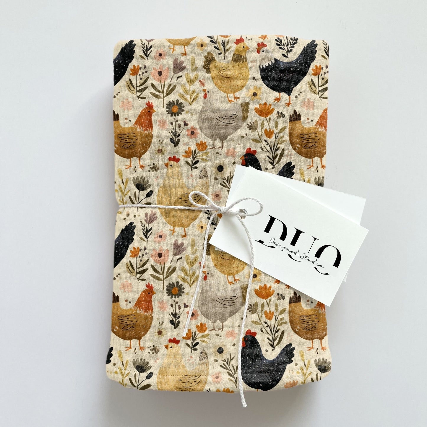 Beige Folk Chickens Digital Seamless Pattern