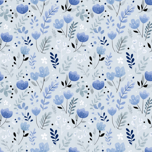 Berry Blue Blooms Digital Seamless Pattern