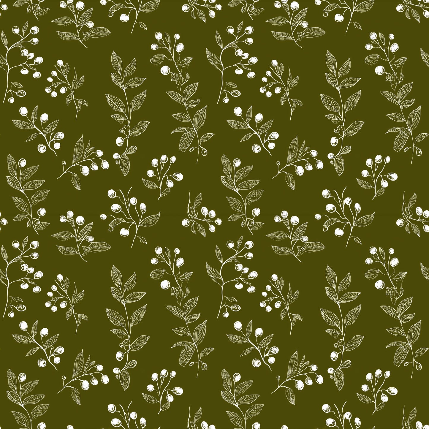 Berry Branches Digital Seamless Pattern