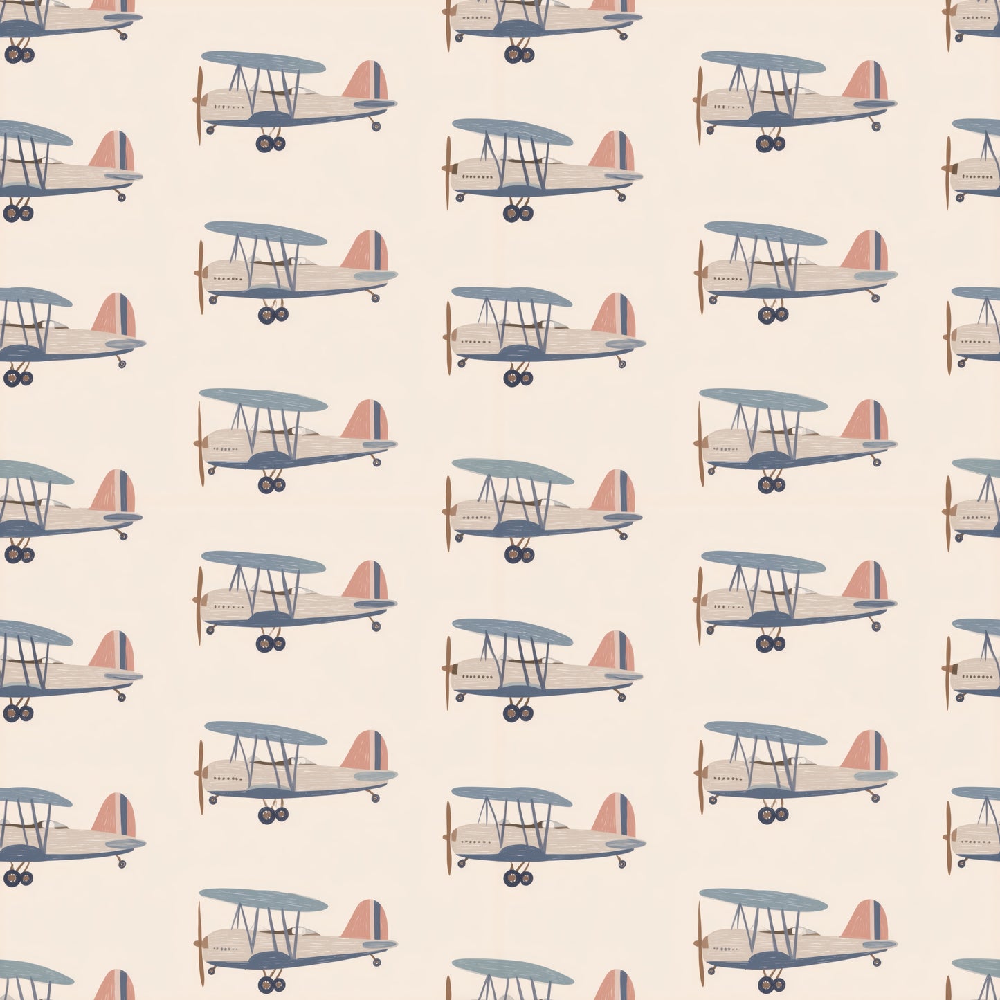 Bi-Planes on Cream Digital Seamless Pattern