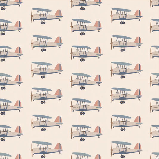 Bi-Planes on Cream Digital Seamless Pattern