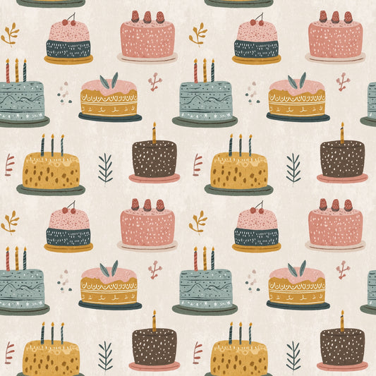 Birthday Cakes Digital Seamless Pattern